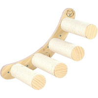 Produktbild von Unyqoos Katzen-Kletterwand aus massivem Holz mit Jute-Kratztau Grau 4 Ebenen B 21,5 x L 53 cm