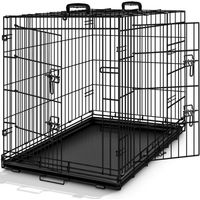 Produktbild von URMECCH Hundetransportbox aus Metall faltbarer Hundekäfig für Hunde in Schwarz Größe L