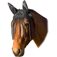 Produktbild von USG Fliegenhaube mit Ohrenschutz und Fransen aus Nylon in Schwarz für Pferde
