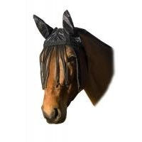 Produktbild von USG Fliegenhaube mit Ohrenschutz und Fransen für Pferde in Schwarz aus Nylon