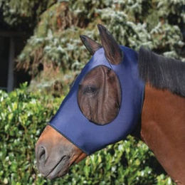 Produktbild von USG Fliegenmaske mit Ohrenschutz für Warmblut Pferde in Blau aus Elasthan