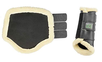 USG Gamaschen für Pferde mit Neopren-Innenseite und Kunstfell in Schwarz Größe XL – Bild 1 von 2