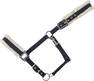 USG Halfter für Warmblut in Blau mit Kunstfellunterlegung – Bild 1 von 3