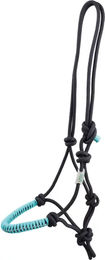 USG Knotenhalfter aus Seil mit Glitzersteinen für Ponys in Schwarz und Türkis – Bild 1 von 2