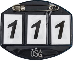 Produktbild von USG Pferd Startnummer mit Sicherheitsnadel 3-stellig aus Kunststoff