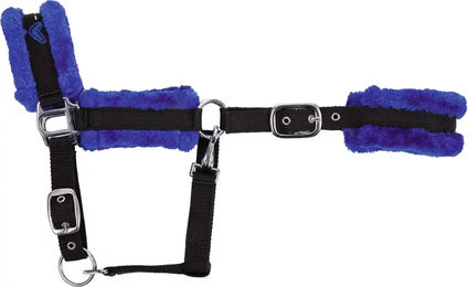 USG Ponylove Halfter für Ponys mit Kunstfell-Polsterung in Schwarz oder Blau – Bild 1 von 2