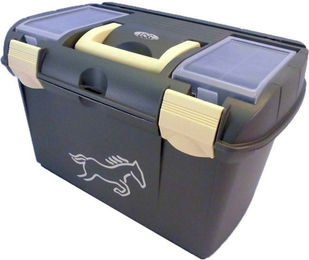 USG Putzbox für Pferde aus Kunststoff in Beige/Schwarz mit Einlegefach und Pinselhalter – Bild 1 von 5