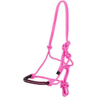 Produktbild von USG Shetty Halfter aus geknüpftem Seil mit Glitzersteinen in Rosa