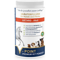 Produktbild von V-POINT ARTHRO Akut Premium Kräuterpulver für Hunde und Pferde mit Teufelskralle, Ingwer, Hagebutte und Weidenrinde 500 g - 500 g