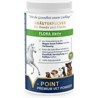 Produktbild von V-POINT FLORA Aktiv Premium Kräuterpulver zur Unterstützung von Magen-Darm-Trakt und Verdauung für Hunde und Pferde 500 g - 500 g