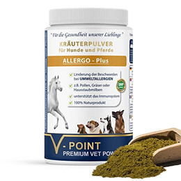 Produktbild von V-POINT ALLERGO Plus Premium Kräuterpulver für Hunde und Pferde - 500 g
