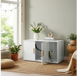 VASAGLE Katzentoilette, mit Steckdosenleiste, 3 Lichtfarben, mit verstellbaren Ablagen – Bild 1 von 5