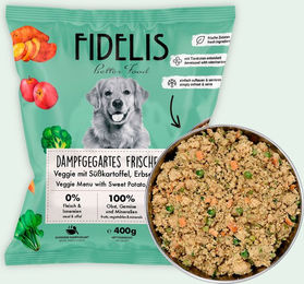 Produktbild von Veggie mit Süßkartoffel, Erbsen und Apfel (400g, gefroren)