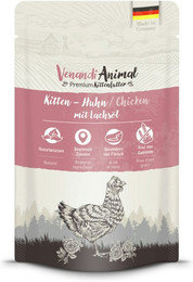 Produktbild von Venandi Animal 125 Gramm Katzennassfutter Sparpaket 24 x 125 Gramm Kitten Huhn mit Lachsöl