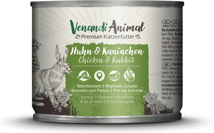 Produktbild von Venandi Animal 200 Gramm Katzennassfutter Sparpaket 12 x 200 Gramm Huhn & Kaninchen