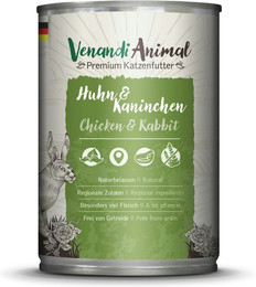 Produktbild von Venandi Animal 400 Gramm Katzennassfutter Sparpaket 12 x 400 Gramm Huhn & Kaninchen