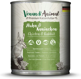 Produktbild von Venandi Animal 800 Gramm Katzennassfutter Sparpaket 12 x 800 Gramm Huhn & Kaninchen