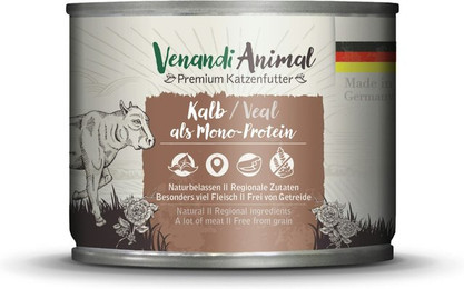 Produktbild von Venandi Animal Monoprotein 200g Katzennassfutter Sparpaket 12 x 200 Gramm Kalb