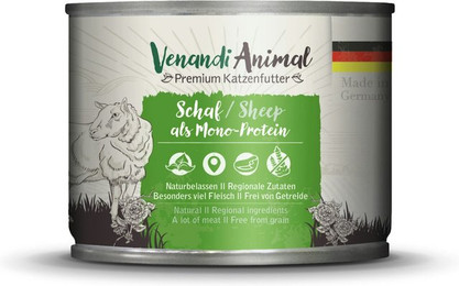 Produktbild von Venandi Animal Monoprotein 200g Katzennassfutter Sparpaket 12 x 200 Gramm Schaf