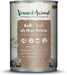 Produktbild von Venandi Animal Monoprotein 400g Katzennassfutter Sparpaket 12 x 400 Gramm Kalb