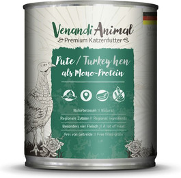 Produktbild von Venandi Animal Monoprotein 800g Katzennassfutter 6 x 800 Gramm Pute