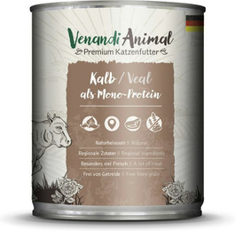 Produktbild von Venandi Animal Monoprotein 800g Katzennassfutter Sparpaket 12 x 800 Gramm Kalb