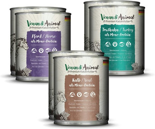 Produktbild von Venandi Animal Premium Nassfutter für Katzen Mix-Paket Huhn, Kaninchen, Kalb, Truthahn - 6 x 800 g