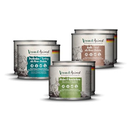 Produktbild von Venandi Animal Premium Nassfutter Probierpaket II Huhn, Kaninchen, Kalb, Truthahn - 6 x 200 g