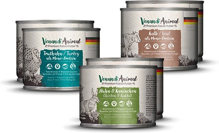 Produktbild von Venandi Animal Probierpaket II Huhn, Kaninchen, Kalb & Truthahn - 12 x 200 g