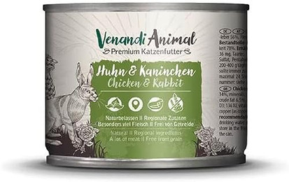 Produktbild von Venandi Premium Nassfutter für Katzen Huhn und Kaninchen - 6 x 200 g