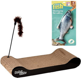 Venteo Tier-Aktivitätsspiel Magic Fish + Perfect Griffes, Katzen Fisch elektrisch + Katzenkratzbrett - Katzenspielzeug – Bild 1 von 5