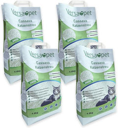 Versapet Katzenstreu (Cassava Katzenstreu 4 x 4,6 kg, Klumpstreu aus Maniok), staubfrei & biologisch abbaubar – Bild 1 von 5