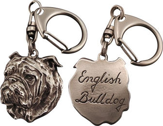 Produktbild von Versilberter Schlüsselanhänger Englische Bulldogge in Geschenkbox