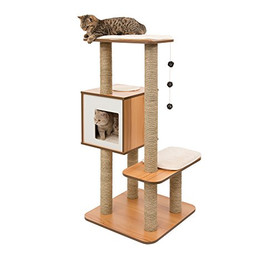 Produktbild von VESPER 52045 Katzenmöbel High Base Walnuss Kubus-Höhle mit zwei Plattformen