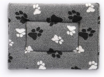 Produktbild von Vetbed® Fleecekissen für Transportboxen, grau mit Pfoten - L 61 x B 46 x H 5 cm