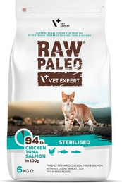 Produktbild von VETEXPERT Raw Paleo Sterilised Chicken&amp;Tuna&amp;Salmon für kastrierte Katzen 6 kg