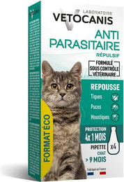 Produktbild von Vetocanis Repellent Floh- und Zeckenschutz Spot-On für Katzen - 4 Pipetten x 1,2 ml