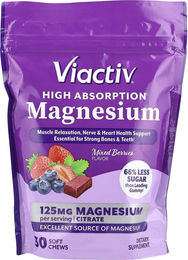 Produktbild von Viactiv, hochabsorbierbares Magnesium, gemischte Beeren, 125 mg, 30 weiche Kautabletten