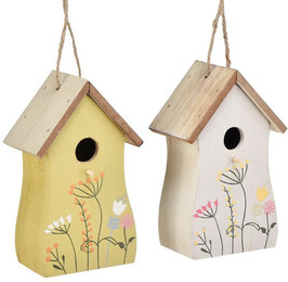 Produktbild von Viana Nistkasten Deko Vogelhäuschen Holz Weiß Gelb