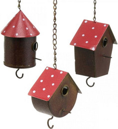 Produktbild von Viana Nistkasten Vogelhaus im Fliegenpilz-Design mit Meisenknödelhalter