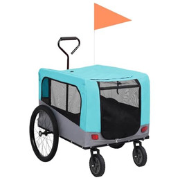 Produktbild von vidaXL 2-in-1 Hunde-Fahrradanhänger und Buggy blau
