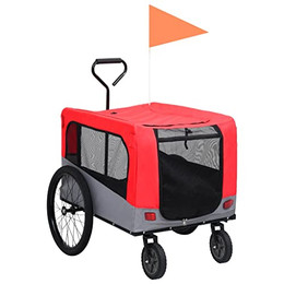 Produktbild von vidaXL 2-in-1 Hunde-Fahrradanhänger und Buggy rot