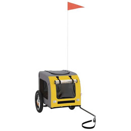 Produktbild von vidaXL Fahrradanhänger für Hunde Gelb und Grau aus Oxford-Gewebe und Eisen