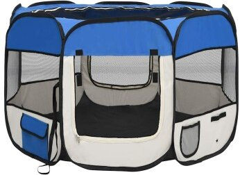 VidaXL faltbarer Welpenlaufstall blau 90x90x58 cm – Bild 1 von 3
