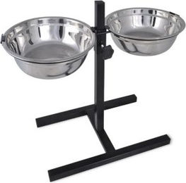 VidaXL Fressnapf Set mit höhenverstellbarem Ständer und Edelstahlnäpfen - 4,1 l – Bild 1 von 8