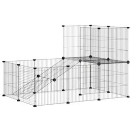 vidaXL Haustierkäfig 20-teilig mit Tür Schwarz 35x35 cm Stahl – Bild 1 von 8