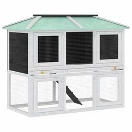 vidaXL Holz Kleintierstall 2 Etagen Kaninchenstall – Bild 1 von 9