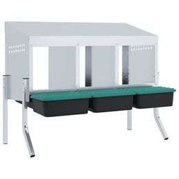 vidaXL Hühner-Nistkasten 3 Fächer mit Beinen Verzinkter Stahl – Bild 1 von 9