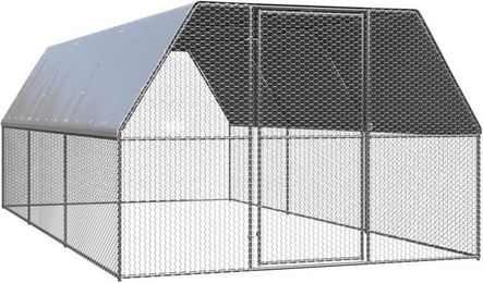 Produktbild von vidaXL Hühnerkäfig aus verzinktem Stahl mit Dach und Schwenktür