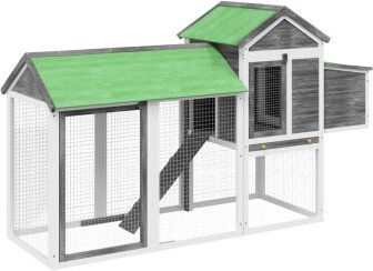 VidaXL Hühnerstall 193 x 65 x 117 cm (L x B x H) grau – Bild 1 von 2